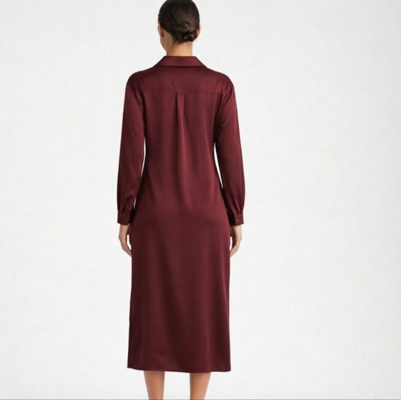 Astr The Label | Satin Wrap Shirt Dress Burgundy NWT - Picture 2 of 11